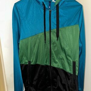 H&M Blue and Green Colorblock Hoodie